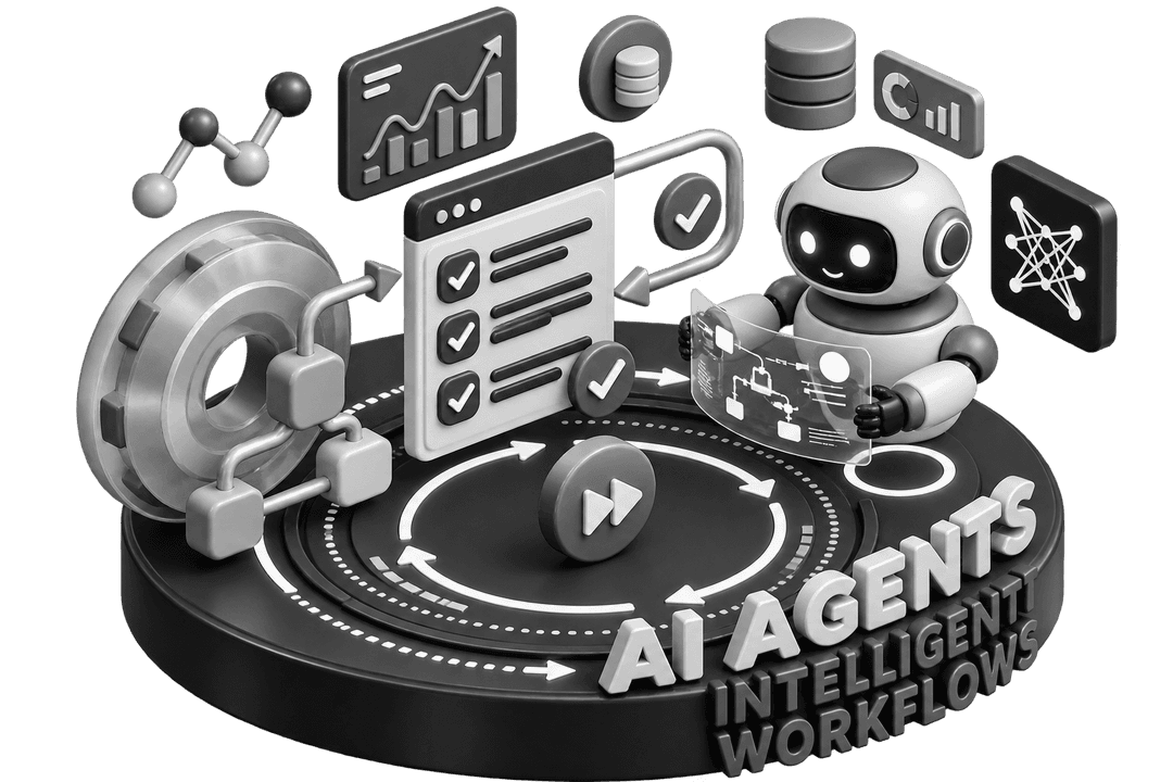 3D AI Agent Workflow illustration